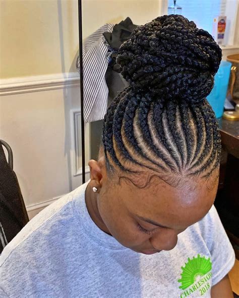 feed in braids bun styles|high bun with braiding hair.